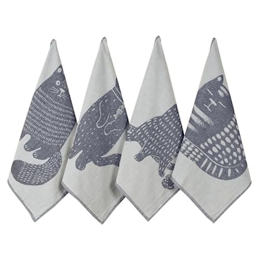sea me at home Cat Themed Funny Dish Towels for Kitchen Drying 100 Cotton Kitchen Tea Towel Set of 4 Housewarming Birthday Gift for Cat Lovers Cats Moods