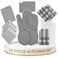 LANE LINEN Kitchen Towels and Oven Mitt Set 20 Pc Lint Free Cotton Dish Towels for Kitchen Drying Cozy Terry Dish Rags Flour Sack Towels for Sourdough Bread Proofing Quilted Pot Holders Grey
