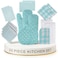 LANE LINEN Kitchen Towels and Dishcloths Sets 20Pc Kitchen Towel Set 350 Degree Heat Resistant Oven Mitts Pot Holder Reusable Absorbent Dish Cloths for Washing Dishes Aqua