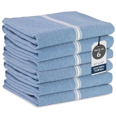 LANE LINEN Kitchen Towels Set 100 Pure Cotton Dish Towels for Kitchen Super Absorbent Kitchen Hand Towel Tea Towels Soft Durable Dish Cloths Pack of 6 14x25 Indigo