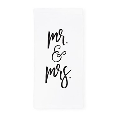 The Cotton Canvas Co Mr Mrs Soft and Absorbent Kitchen Tea Towel Flour Sack Towel and Dish Cloth