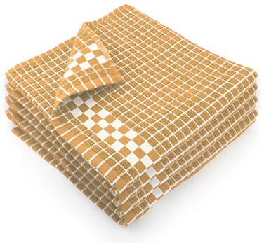 Fecido Classic Dark Kitchen Dish Towels with Hanging Loop Heavy Duty Absorbent Dish Clothes European Made 100 Cotton Tea Towels Set of 4 Beige