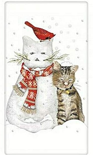 Mary Lake-Thompson Mary Lake Thompson Snowman Tabby Snow Cat Kitchen Dish Towel