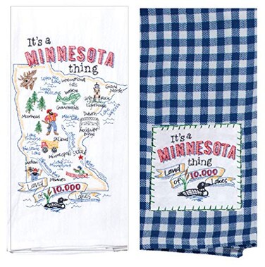 DHE 2 Piece Home State of Minnesota Embroidered Kitchen Towel Bundle