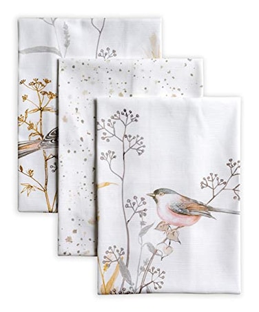 Maison d' Maison d Hermine Kitchen Towels Set of 3 100 Cotton 2750 x 20 Reusable Cloth Dish Towels Absorbent with Hanging Loop for Kitchen Farmhouse Hotel Spring Summer Meadow Florals Beige