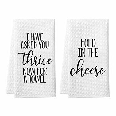 Saukore Fold in The Cheese Kitchen Towels 2 Pack Waffle Dish Towels TV Show Merchandise Gift Funny Bathroom Hand Towels Birthday Housewarming Gifts for SC Fans