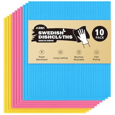 AIDEA Swedish Dish Cloth 10PK Swedish Dishcloths for Kitchen Reusable Paper Towels Washable Sponge Cloths Kitchen Absorbent Dish Rags Dish Towels Cloth 7x6