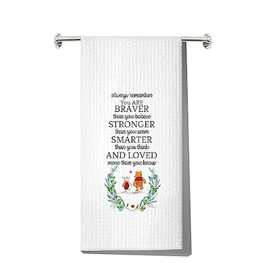LEVLO Friendship Kitchen Towel Friend Gift You are Braver Stronger Smarter Than You Think Motivational Tea Towel wei ni toWEL