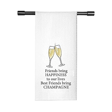TSOTMO Funny Champagne Friend Gift Best Friends Bring Champagne Kitchen Towel Dish Towel Friends bring CHAMPAGNE towel