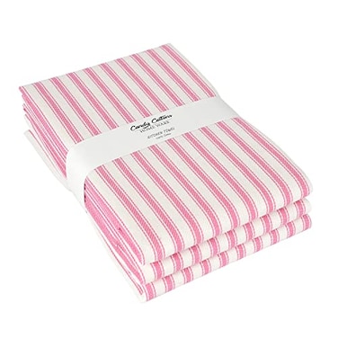 Candy Cottons Stripe Kitchen Towels With Hanging Loop Boho Absorbent Dish Towels Set of 3 Festive Gift 18x28 Inch Reusable Pantry Decor Trendy Spring French Pink