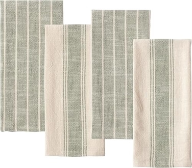 KAF Home Natural Rustic Farmhouse Slubbed Kitchen Towel 100 Cotton Dish Towel 18 x 28 Inches Soft and Absorbent Olive Set of 4