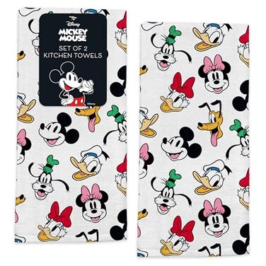 Best Brands Disney Kitchen Towels 2Pack 100 Cotton Kitchen Towels Set 16 x 26 Soft Absorbent Dish Towels for Kitchen Mickey Minnie Stitch Designs Durable Machine Washable Everyday Use