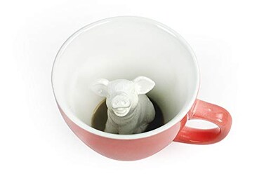 Creature Cups Pig Ceramic Cup Hidden 3D Animal Inside Mug Fun Farm Animal Gift 11 oz