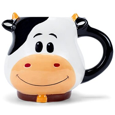 100 North ESNCHMGCW Black and White Spotted Cow Character 18 ounce Glossy Ceramic Coffee Tea Cup Mug For Your Favorite Morning Brew