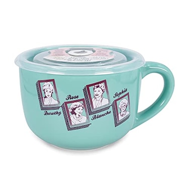 Silver Buffalo The Golden Girls Ceramic Soup Mug With Vented Lid Bowl For Ice Cream Cereal Oatmeal Large Coffee Cup For Espresso Caffeine Beverage Cute Home Kitchen Decor Essentials Holds 24 Ounces