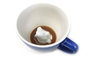 Creature Cups Frog Ceramic Mug with Hidden 3D Animal Unique Gift for Coffee Tea Lovers