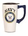Spoontiques Ceramic Travel Mugs Navy Cup Hot or Cold Beverages Gift for Coffee Lovers