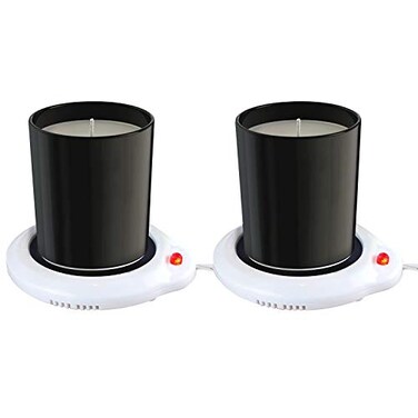 Eutuxia Candle Warmer for Home Office Set of 2 Great for Warming Up Cups Coffee Mugs Beverages on Desks Tables Countertops Electric Heated Plate Warms Quickly Enjoy Hot Drinks on Cold Days