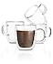 Brew To BTaT Double Walled Glass Coffee Mugs 12 oz Set of 4 Glass Coffee Cups with Handle Insulated Clear Coffee Mug for Hot Beverages Cappuccino Latte Tea Americano Microwave Freezer Safe