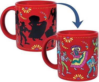 The Unemployed Philosophers Guild Day of the Dead Heat Transforming Mug Hot Coffee Turns Shadows to Skeletons for Da de Muertos Comes in Box 12oz