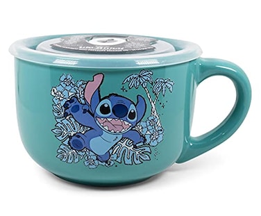 Silver Buffalo Lilo and Stitch Stay Weird Ceramic Soup Mug with Vented Plastic Lid 24 Ounces