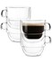 Brew To BTaT Double Walled Stackable Glass Coffee Mugs 8 oz Set of 4 Glass Coffee Cups with Handle Insulated Clear Coffee Mug for Hot and Cold Beverages Cappuccino Latte Tea Americano