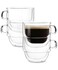 Brew To BTaT Double Walled Stackable Glass Coffee Mugs 8 oz Set of 4 Glass Coffee Cups with Handle Insulated Clear Coffee Mug for Hot and Cold Beverages Cappuccino Latte Tea Americano