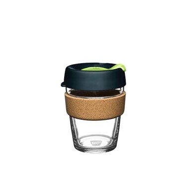 KeepCup Brew Cork Reusable Glass Tumbler with Natural Cork Tall Coffee Cup 12oz 340ml Deep