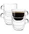 Brew To BTaT Double Walled Stackable Glass Coffee Mugs 16 oz Set of 4 Glass Coffee Cups with Handle Insulated Clear Coffee Mug for Hot and Cold Beverages Cappuccino Latte Tea Americano