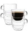 Brew To BTaT Double Walled Stackable Glass Coffee Mugs 16 oz Set of 4 Glass Coffee Cups with Handle Insulated Clear Coffee Mug for Hot and Cold Beverages Cappuccino Latte Tea Americano