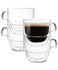 Brew To BTaT Double Walled Stackable Glass Coffee Mugs 16 oz Set of 4 Glass Coffee Cups with Handle Insulated Clear Coffee Mug for Hot and Cold Beverages Cappuccino Latte Tea Americano