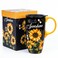 Topadorn Ceramic Travel Mug with Lid 17 oz Hello Sunshine Coffee Mug with Handle Sunflower Travel Cup Microwave Dishwasher Safe Gift Box Included