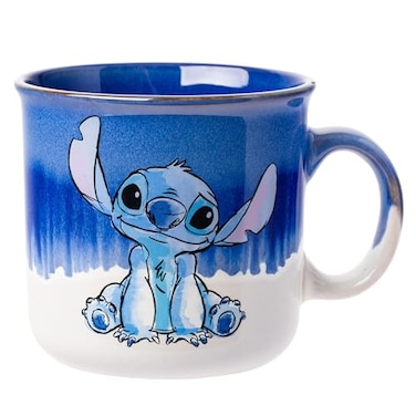 Silver Buffalo Disney Lilo and Stitch Ohana Means Family Reactive Glaze Ceramic Camper Mug 20 Ounces