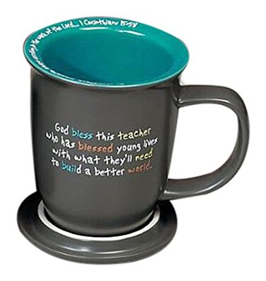 Abbey + Abbey Gift Teacher Ceramic Mug Coaster Set Mug 2 Piece Gray
