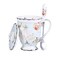 Eplze YBK Tech Euro Style Porcelain Tea Cup Coffee Mug with Lid for Breakfast Home Kitchen Butterflies Pattern Blue