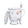 Eplze YBK Tech Euro Style Porcelain Tea Cup Coffee Mug with Lid for Breakfast Home Kitchen Butterflies Pattern Blue