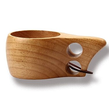 Cohpoh Wooden Cup Camping Cup Nordic Style Handmade Natural Portable Wood Mug Drinking Cup for Coffee Tea and Milk