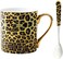 YBK Tech Novelty Coffee Mug Bone China Porcelain Tea Cup Coffee Mug for Home Kitchen Office Leopard print