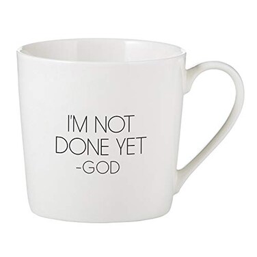Faithworks Creative Brands Inspirational White Bone China Caf MugCup 14Ounce Im Not Done Yet