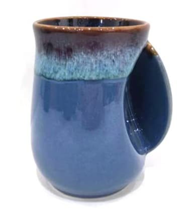 Selamica Porcelain 18oz Novelty Righthanded Handwarmer Mug Coffee Mug Tea Mug for family friends and couple Blue