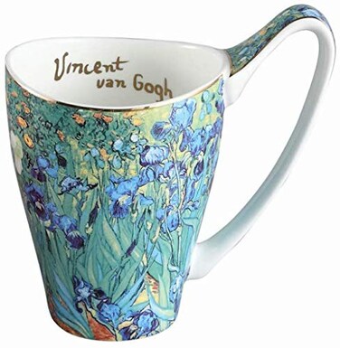 YBK Tech Bone China Coffee Mug 16oz Large Tea Cup Design Inspired by Van Goghs Paintings Iris flower
