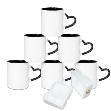 MR.R MRR Sublimation Blank Dishwasher Ceramic MugBlank Coated CupSublimation Blank MugsClassic Cup with Pink Color Inner Mug and Heart Handle11ozSet of 6 pcs per Carton
