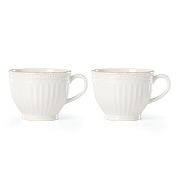 Lenox French Perle Groove 2Piece Latte Mug Set 230 LB White