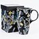DUSVALLY 17oz Ceramic Travel Coffee Mug with Lid Black Floral Large Coffee Cup Microwave Dishwasher Safe Gift Box Included