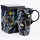 DUSVALLY 17oz Ceramic Travel Coffee Mug with Lid Black Floral Large Coffee Cup Microwave Dishwasher Safe Gift Box Included