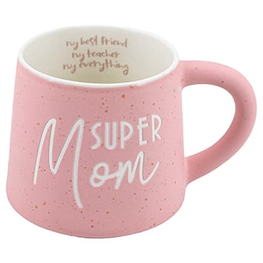 COLLECTIVE HOME Coffee Mug Family Ceramic Tea Cup Funny Gift for Mothers DayFathers Day 16 oz Dishwasher and Microwave Safe SUPER MOM