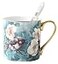 YBK Tech Bone China Porcelain Tea Cup Coffee Mug for Home Kitchen Office Birds Patterns Turquoise