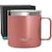 CHILLOUT LIFE Stainless Steel 16 oz Vacuum Insulated Coffee Mug with Handle and Lid Large Thermal Camping Coffee Mug Cup with Durable Sliding Lid for Women Rose Gold