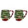 100 North Peppermint Tree 14 ounce Dolomite Ceramic Christmas Holiday Festive Coffee Tea Cup Mugs For Your Favorite Morning Brew Pack of 2