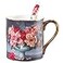 YBK Tech Bone China Porcelain Tea Cup 12oz Coffee Mug for Home Kitchen Office Vintage Rose Pattern Gray